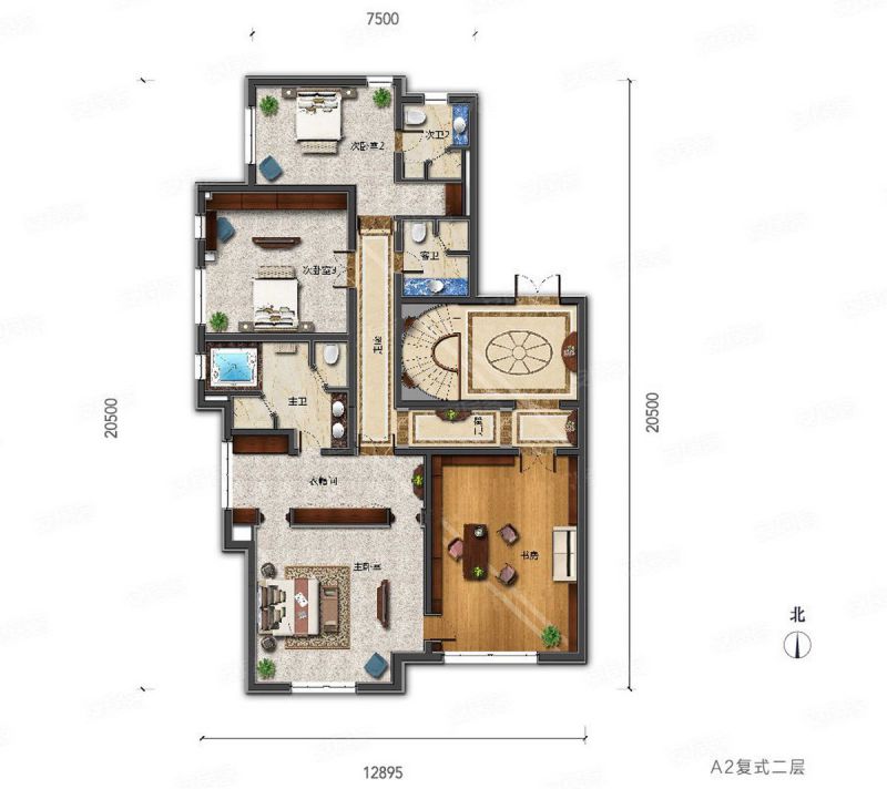 包頭裝修方案鹿城上院A2復式486.00平米