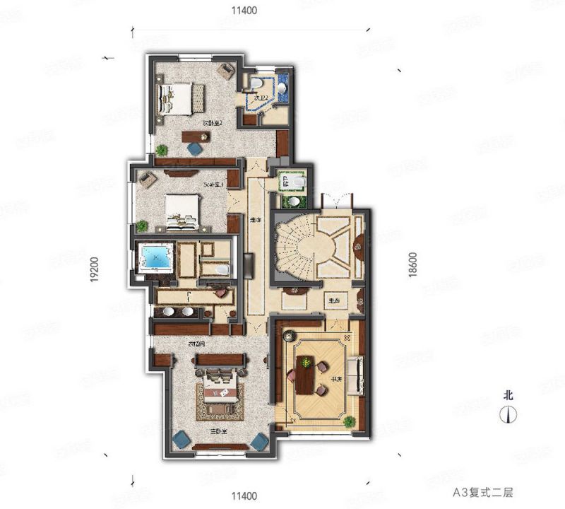 包頭裝修方案鹿城上院A3復式405.00平米